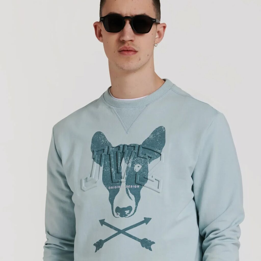 Sudadera Logo Relieve Celeste