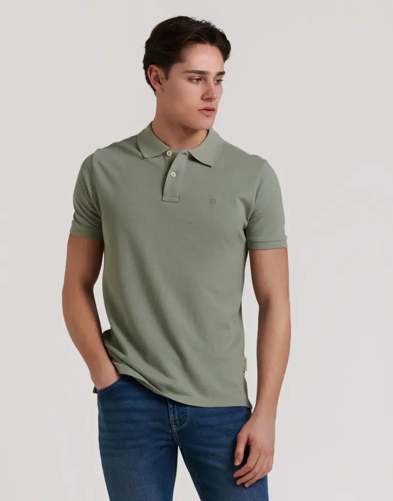 Polo Liso Premium Logo Verde Te