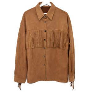 Chaqueta Flecos Ante Camel
