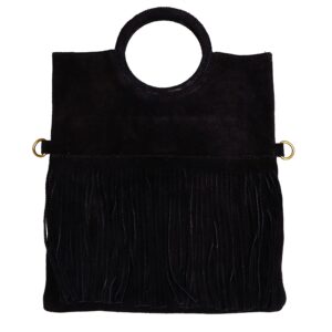 Bolso Flecos Ante Negro