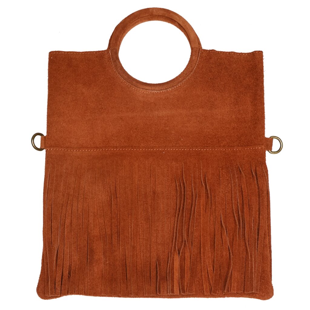 Bolso Flecos Ante Teja