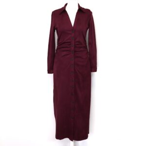 Vestido Drapeado Ante Burdeos