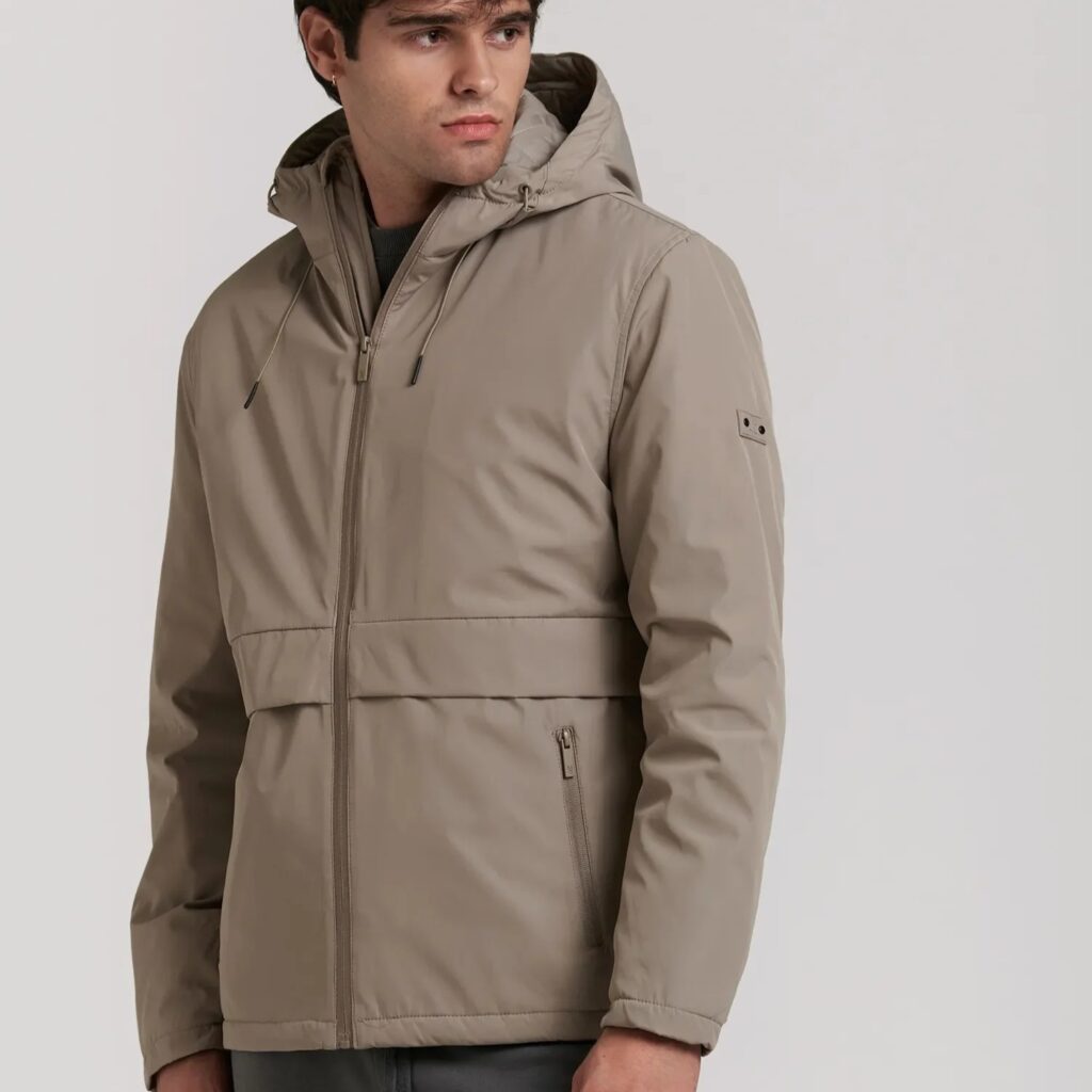 Cazadora Canguro Acolchada Taupe