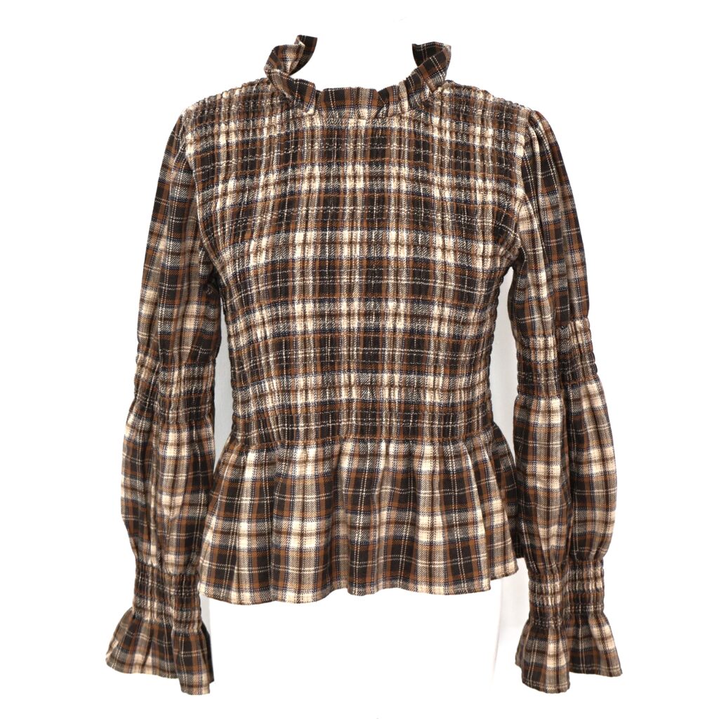 Blusa Cuadros Camel