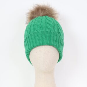 Gorro Pompón Ochos Trenzado Verde