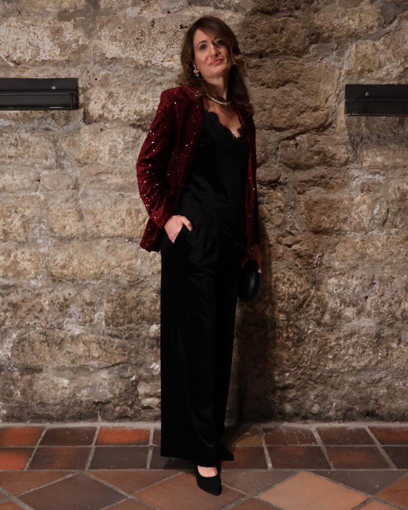 Pantalón Recto Terciopelo Negro