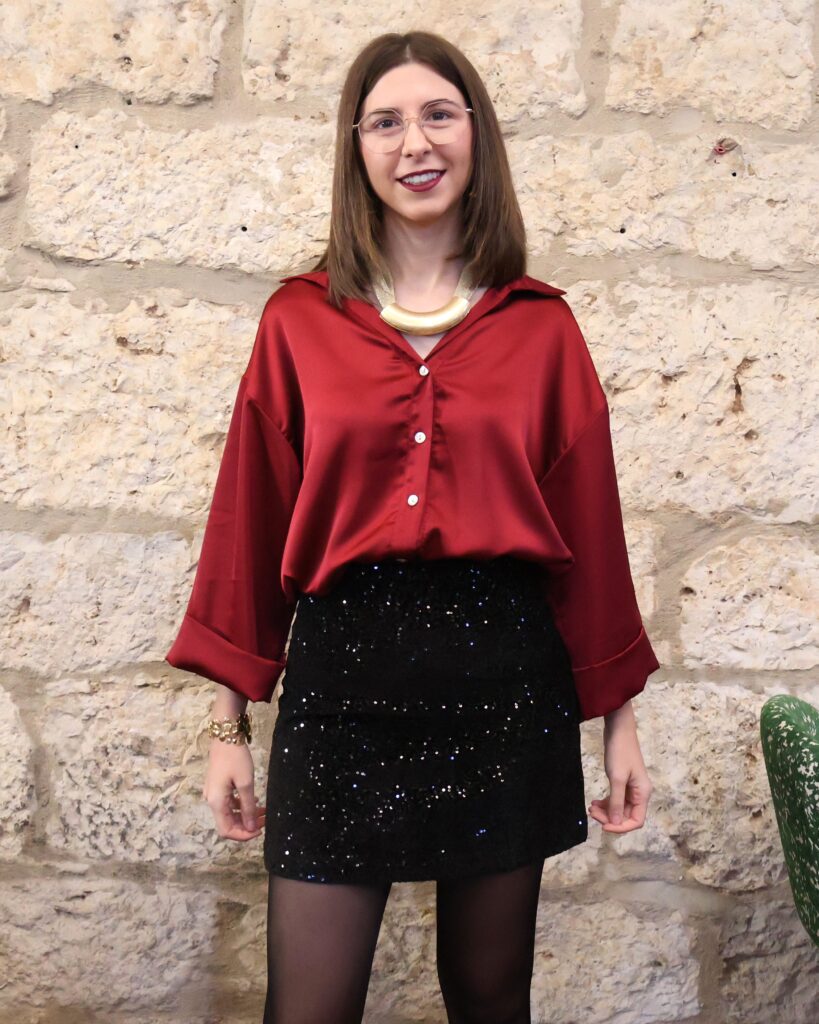 Camisa Satinada Burdeos