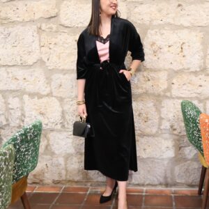 Falda Midi Terciopelo Negra