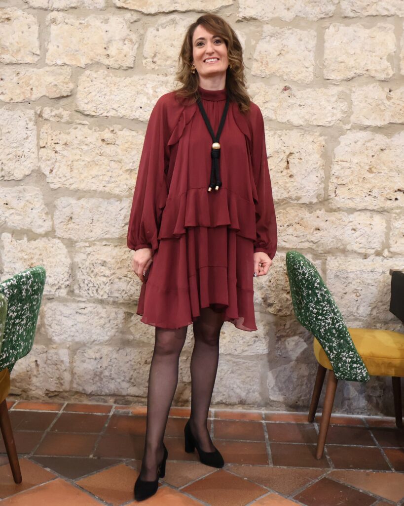 Vestido Corto Boho Burdeos