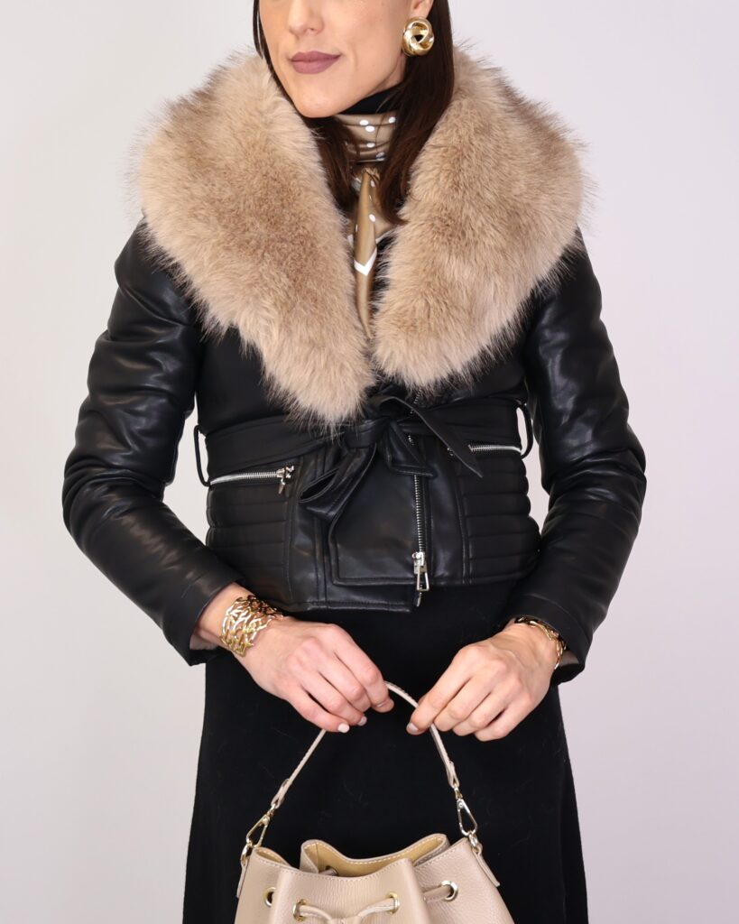 Cazadora Biker Negra Pelo