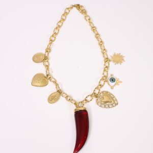 Collar cuerno burdeos