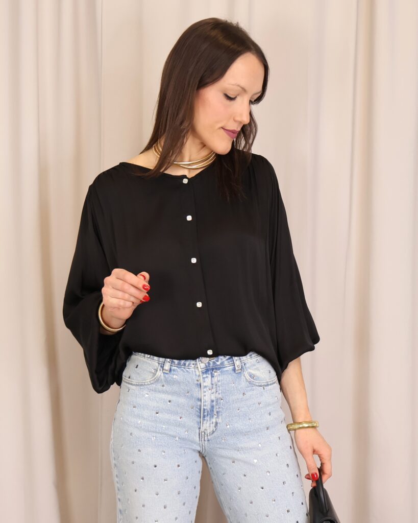 Camisa Satinada Negra