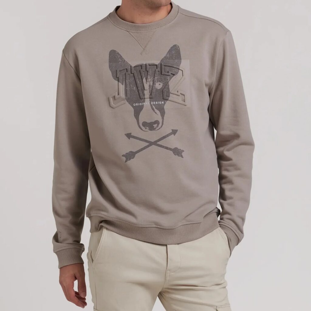 Sudadera Logo Relieve Taupe