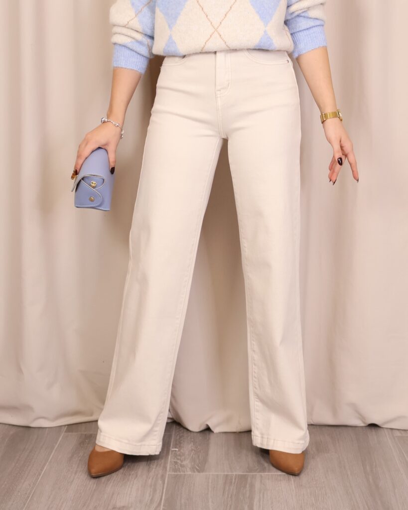 Jeans Wide-Leg Beige
