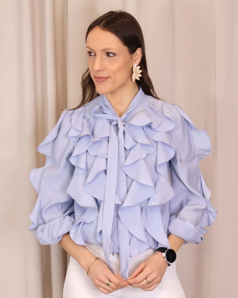 Camisa Volantes Celeste