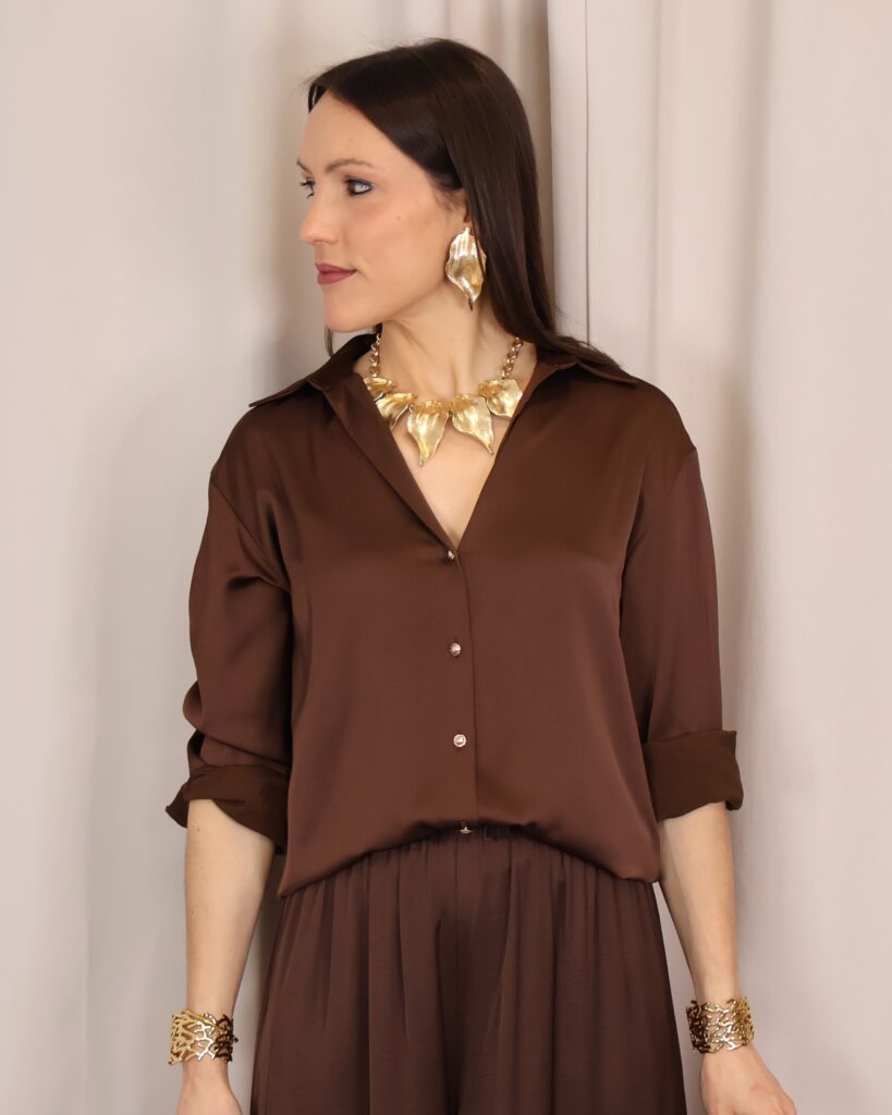 Camisa Satinada Chocolate
