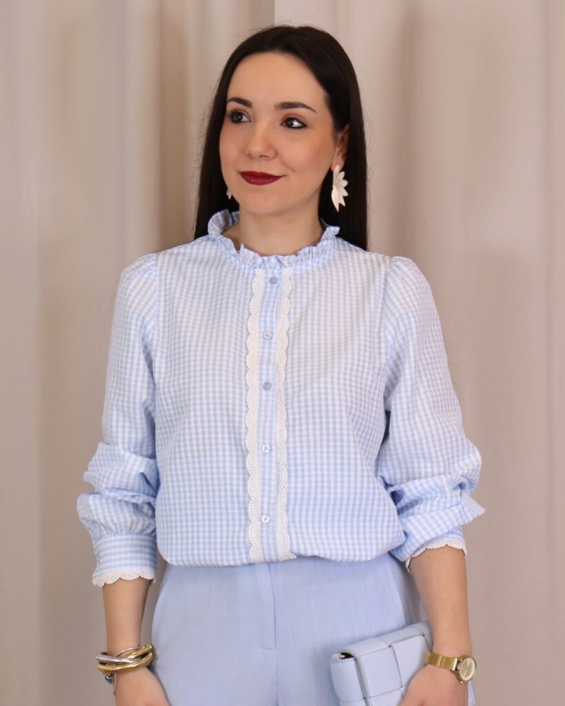 Camisa Vichy Celeste