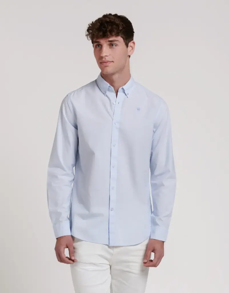 Camisa Lisa Oxford Celeste
