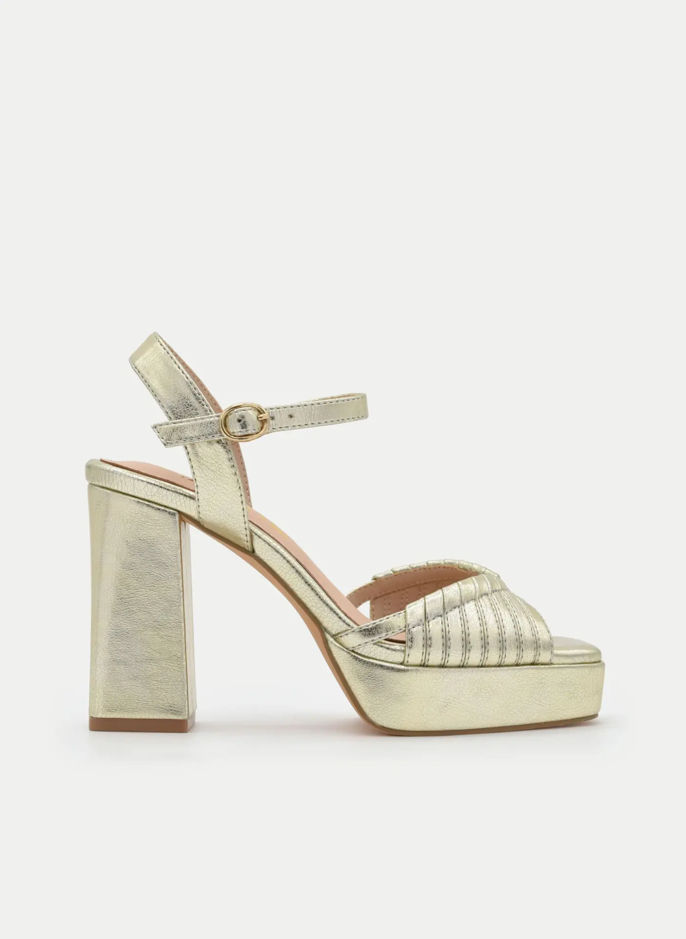 Sandalia Dorada Tacón Alto