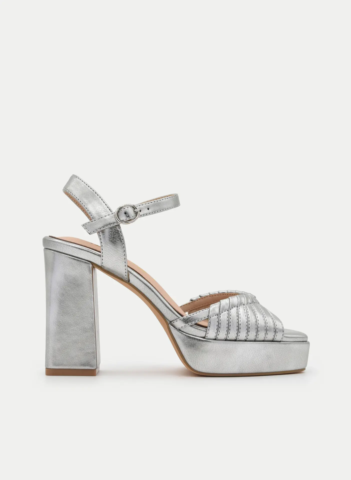 Sandalia Plata Tacón Alto