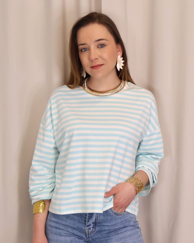 Sudadera Rayas Celeste