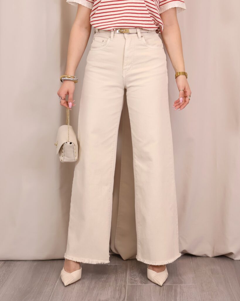 Jeans Wide-Leg Beige