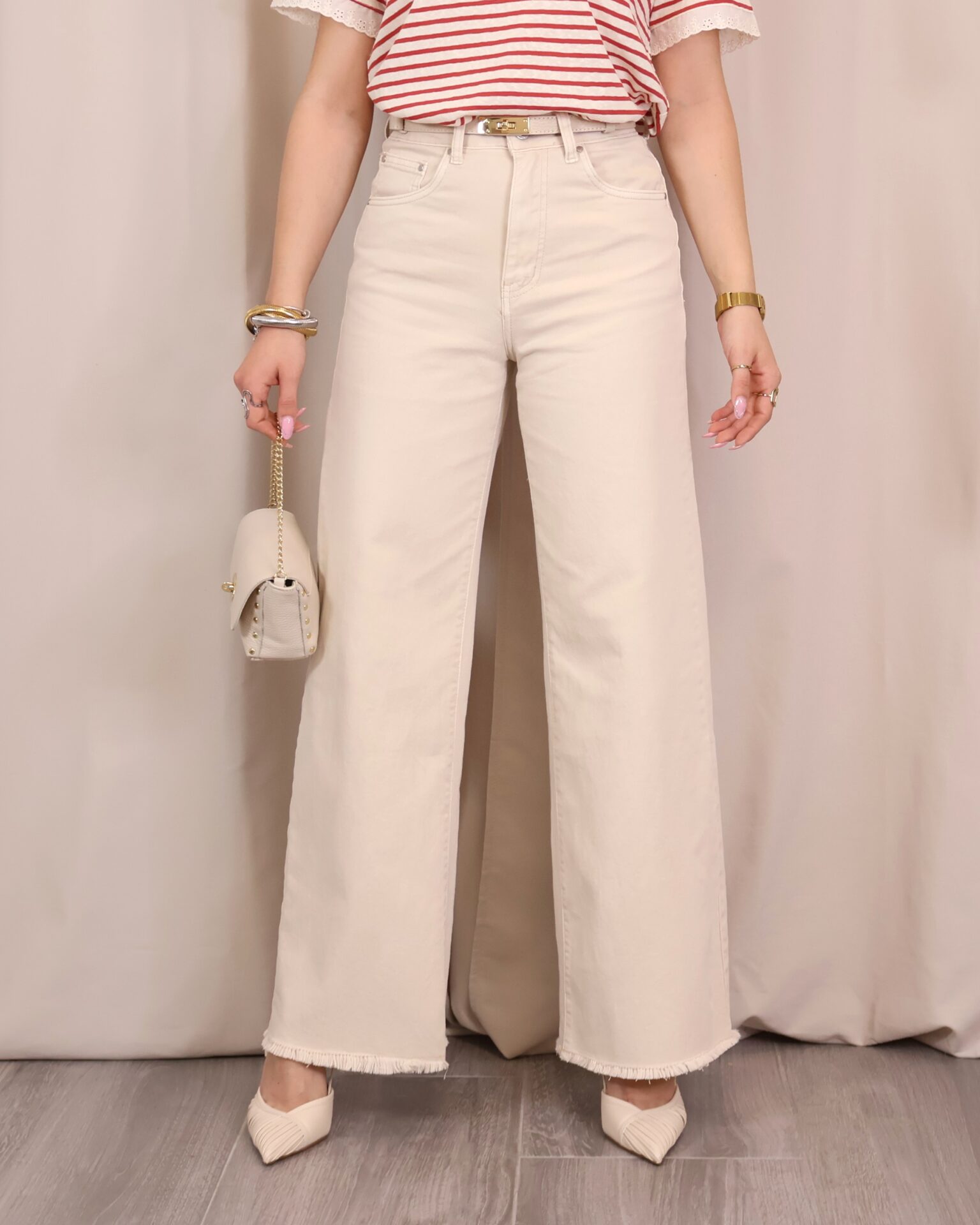 Jeans Wide-Leg Beige