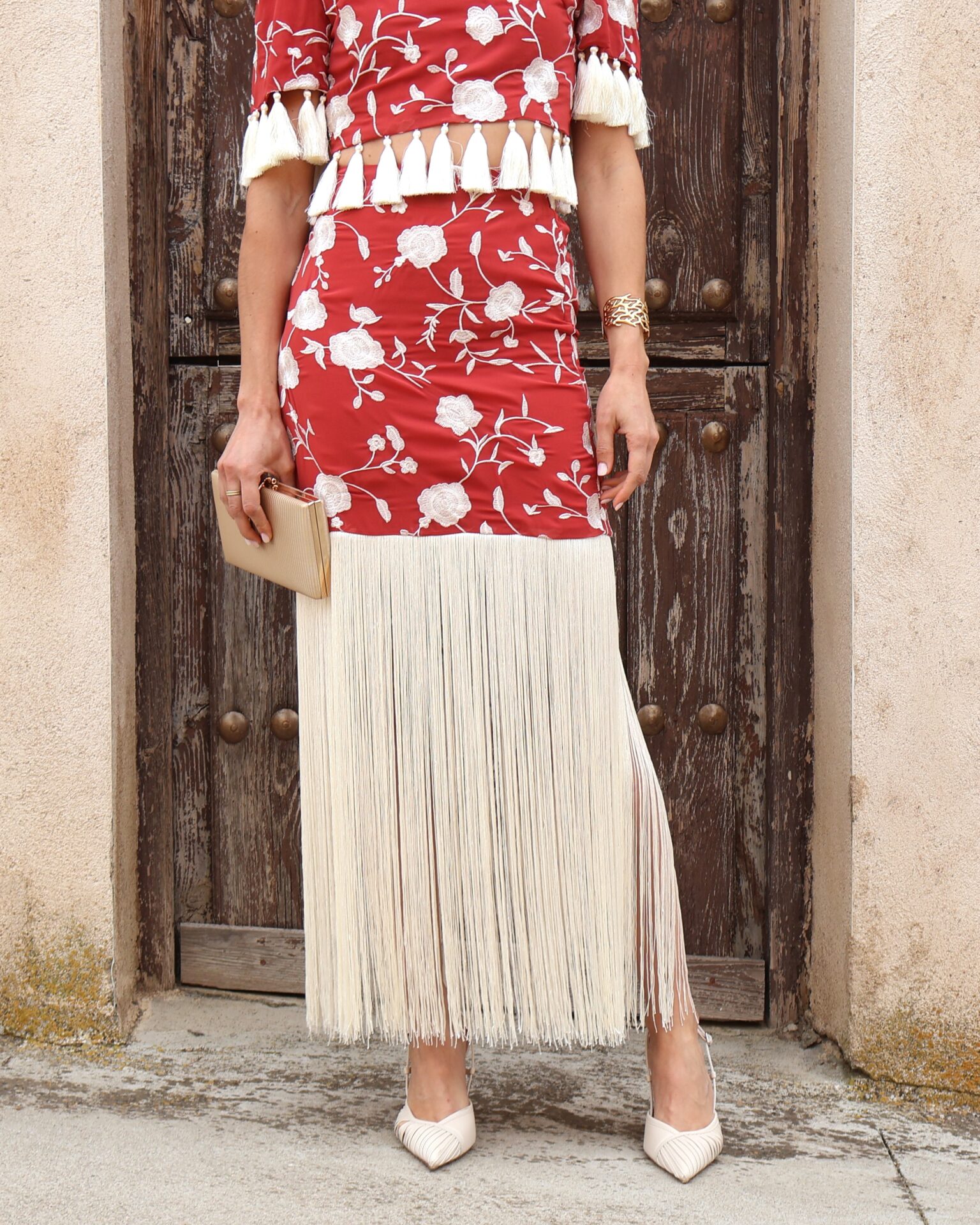 Falda Flecos Teja