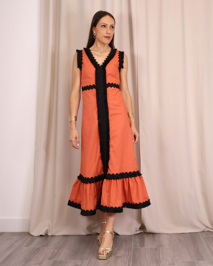 Vestido Piconela Teja
