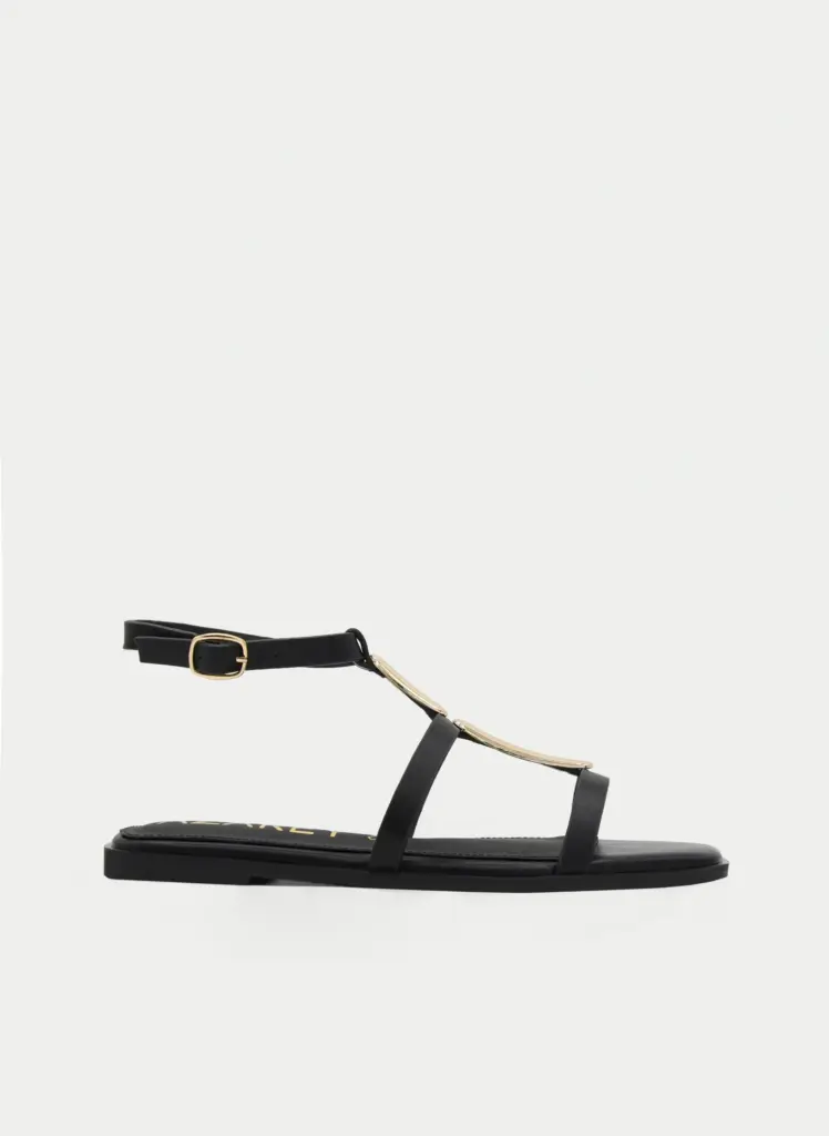 Sandalia Joya Piel Negra