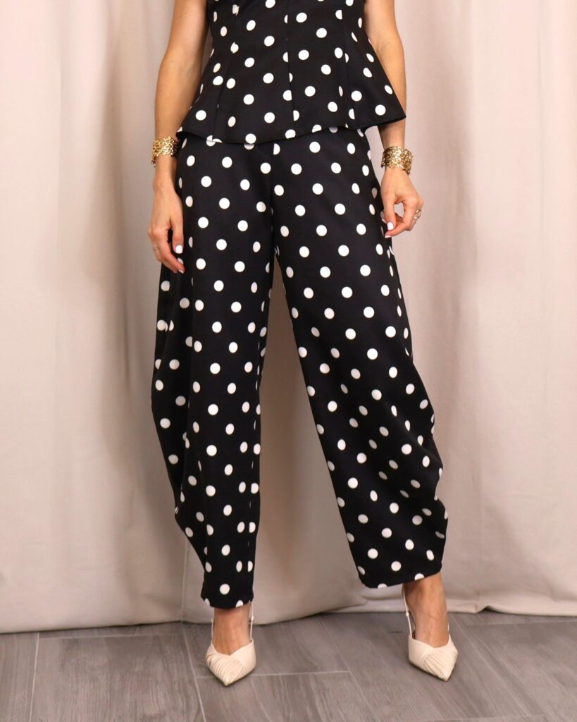 Pantalón Barrel Lunares Negro