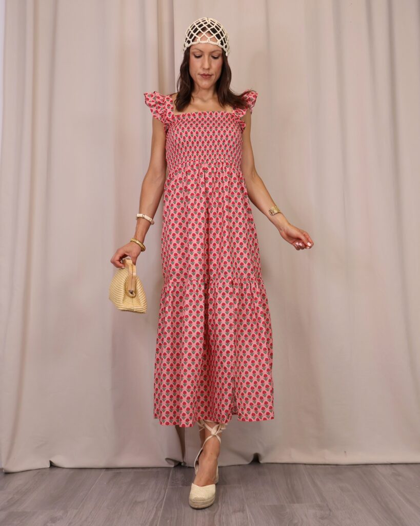 Vestido Largo Estampado Rosa