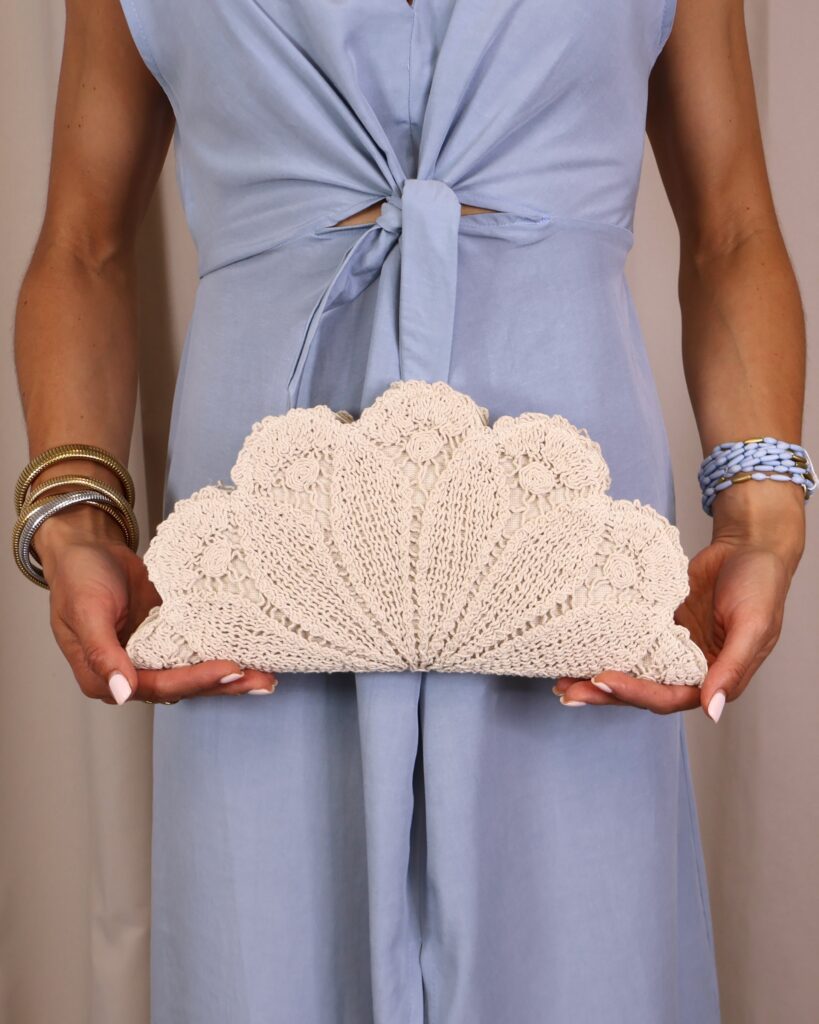 Bolso Clutch Ganchillo Marfil