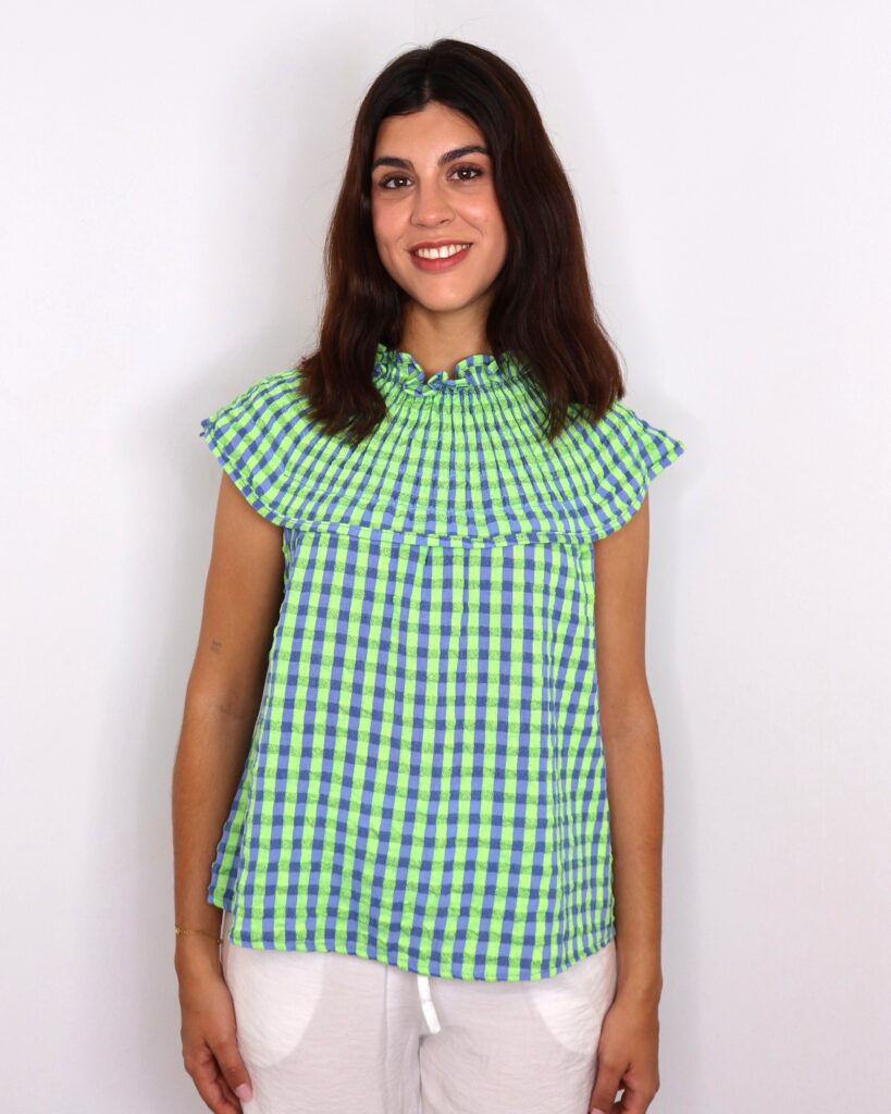Blusa Vichy Verde Flúor