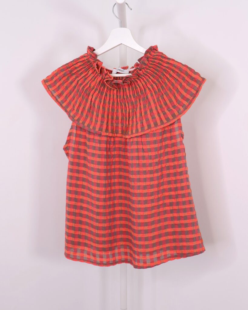 Blusa Vichy Coral Flúor