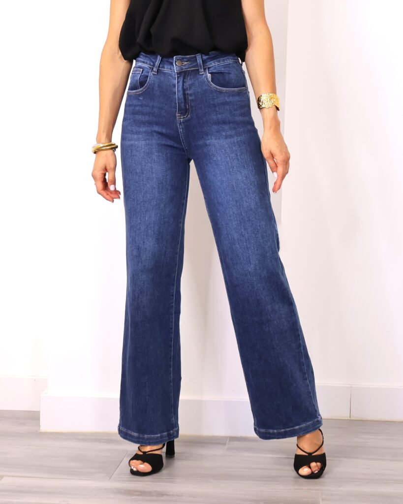 Jeans Wide-Leg Denim Oscuro