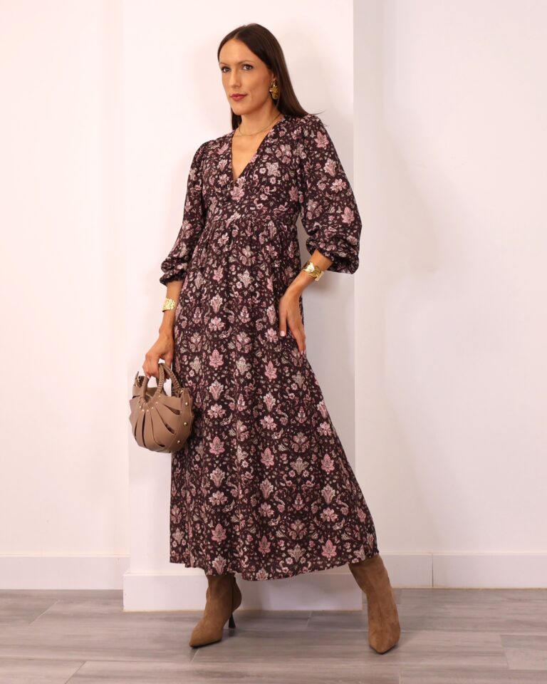 Vestido Berenjena Estampado