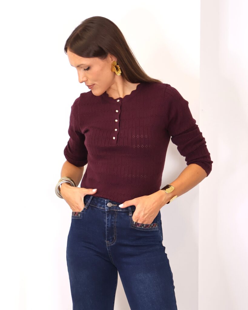 Jersey Botones Burdeos