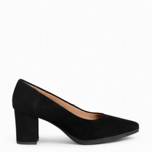 Urban S-Zapato de Tacón Medio de Ante Negro