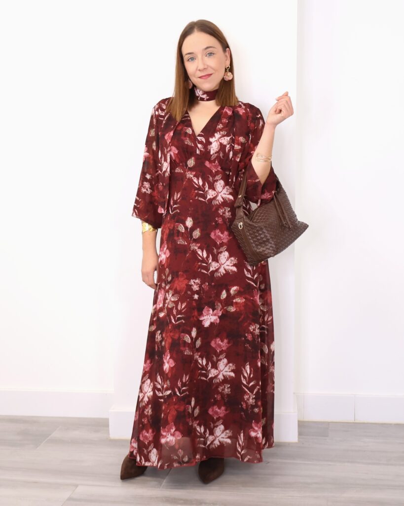 Vestido Floral Burdeos