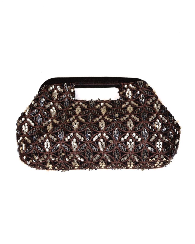 Bolso Lentejuelas Terciopelo Chocolate
