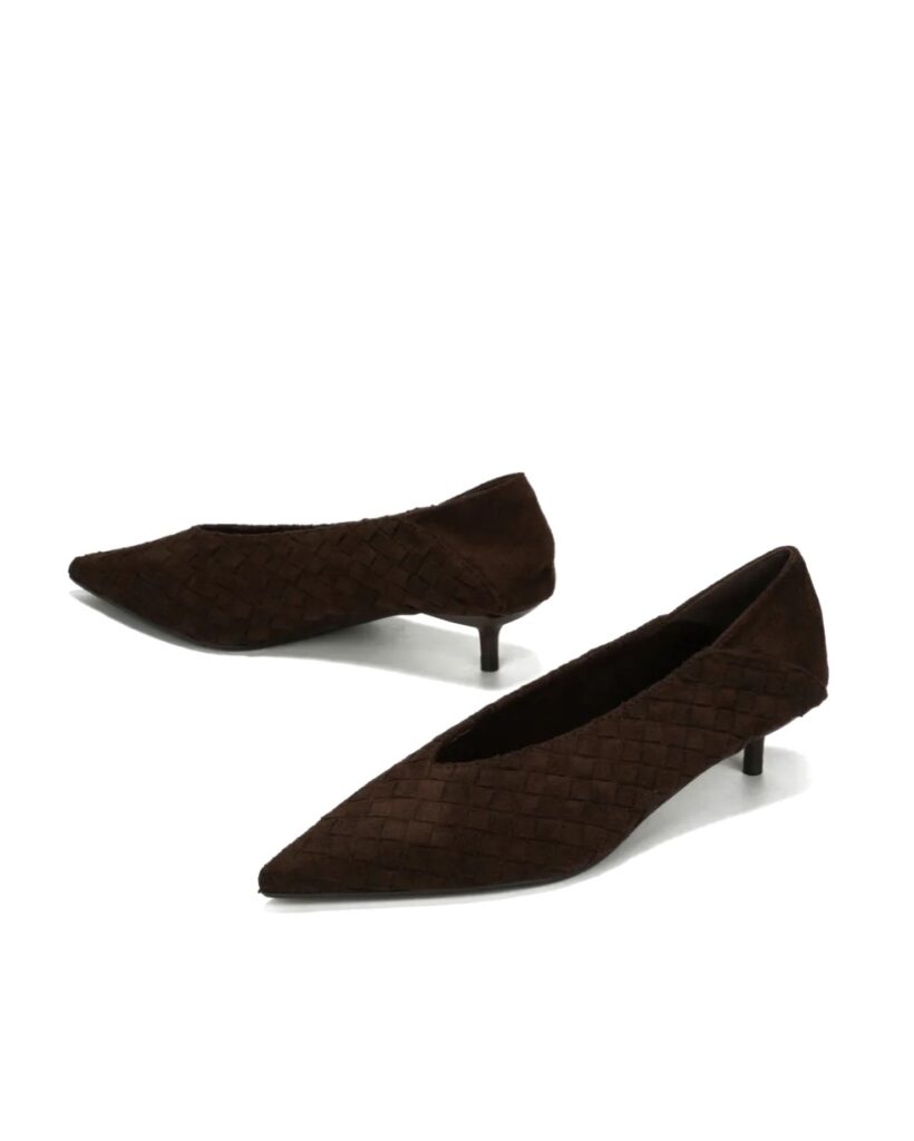 Zapato Salón Trenzado Ante Chocolate